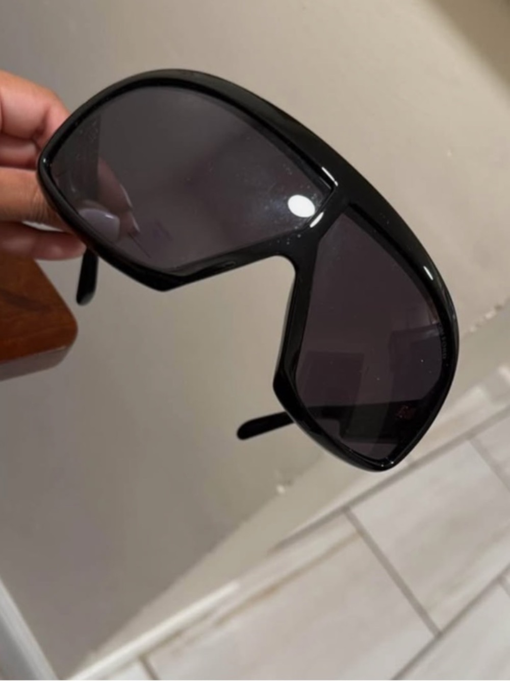 Tom Ford Black Oversized Shield Sunglasses